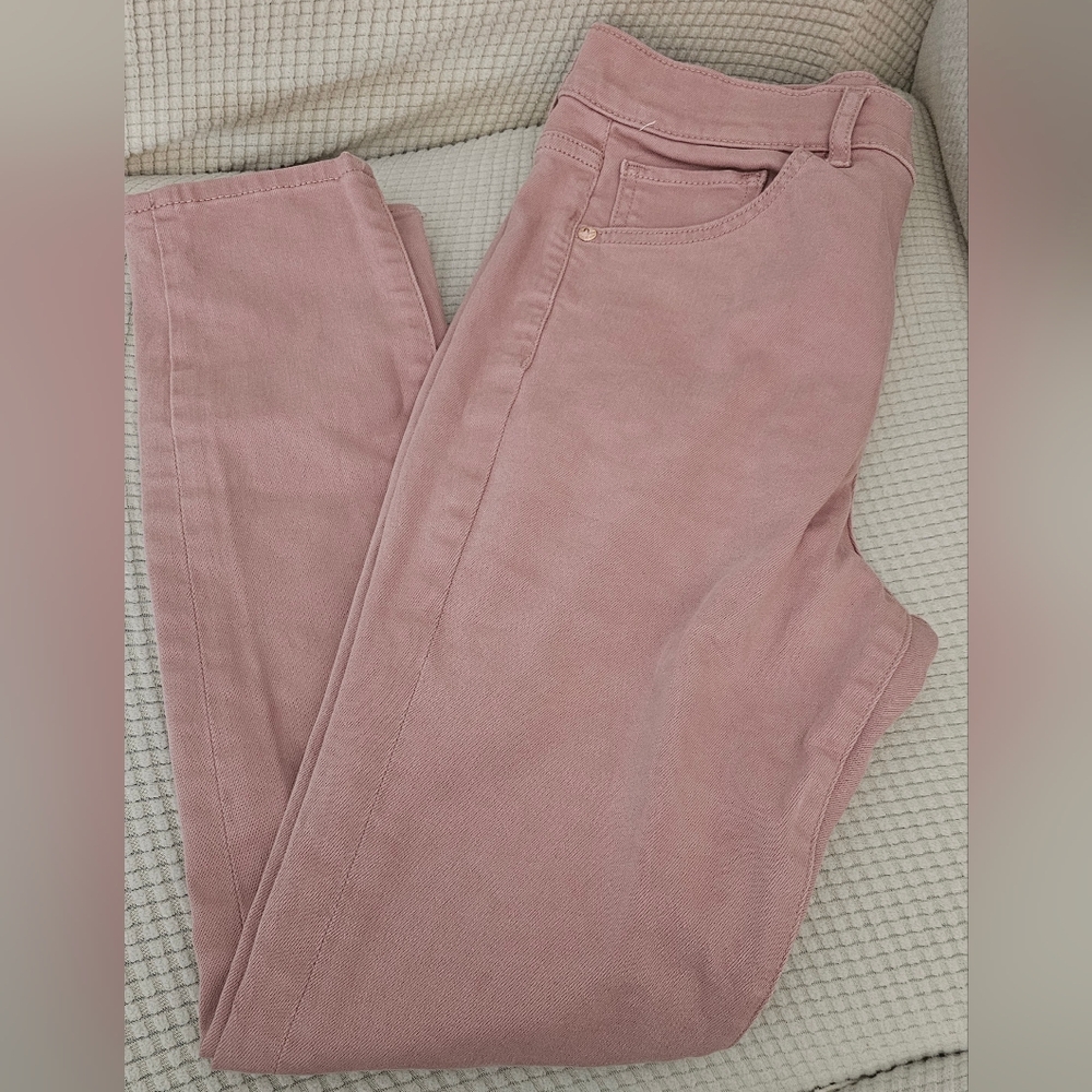 Express, Skinny, High Rise, Hyper Stretch Rose Color Women Jeans Sz 4R